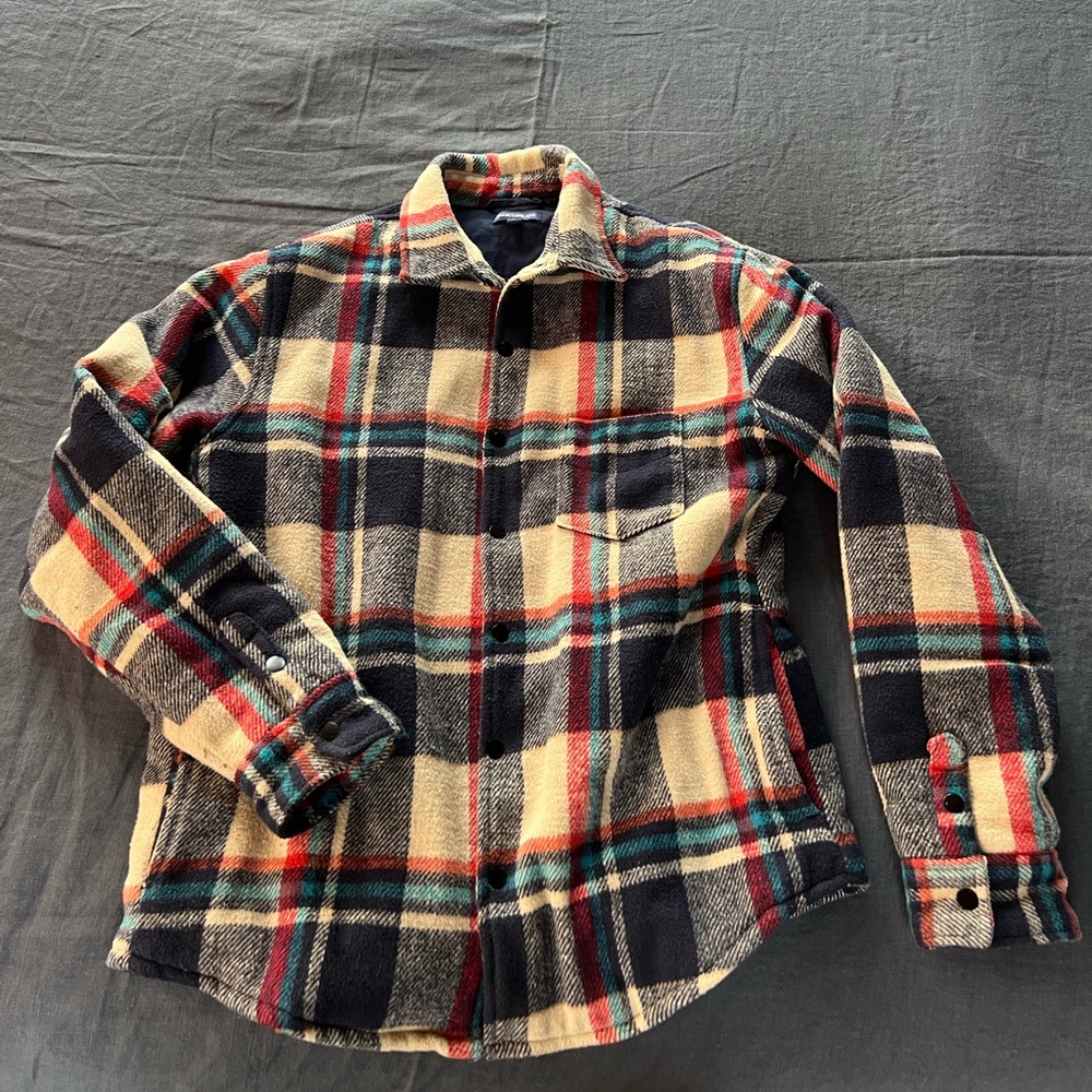 Vintage Jack Threads Plaid Button-Up Jacket in Cream, Navy & Red